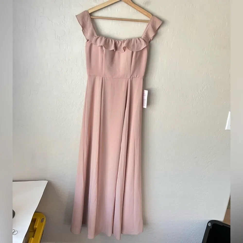 BHLDN Macau Ruffle Sleeve Apricot Bridesmaid Dress Pink Size 4 NEW NWT